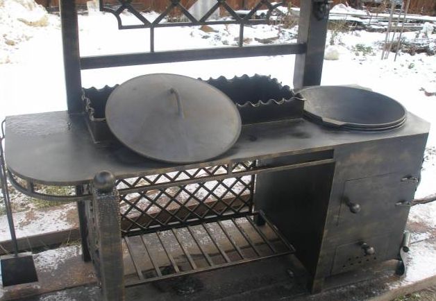 Мангал с печью под казан из металла фото